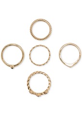 Lucky Brand Gold-Tone 5-Pc. Set Jet Pave Stack Rings - Gold