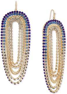 Lucky Brand Gold-Tone Blue Sparkle Chain Linear Earrings - Gold