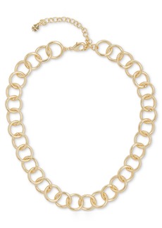 "Lucky Brand Gold-Tone Chain Link Collar Necklace, 16"" + 3"" extender - Gold"