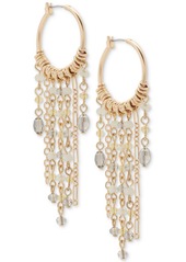 "Lucky Brand Gold-Tone Chandelier Hoop Crystal Fringe Earrings, 3"" - Gold"