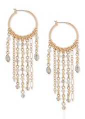 "Lucky Brand Gold-Tone Chandelier Hoop Crystal Fringe Earrings, 3"" - Gold"