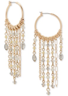 "Lucky Brand Gold-Tone Chandelier Hoop Crystal Fringe Earrings, 3"" - Gold"