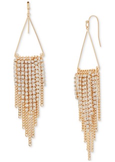 Lucky Brand Gold-Tone Crystal & Chain Triangle Fringe Statement Earrings - Gold