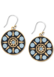 Lucky Brand Gold-Tone Hammered Mother-of-Pearl Circle Drop Earrings - Gold