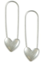 Lucky Brand Gold-Tone Heart Safety Pin Drop Earrings