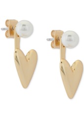 Lucky Brand Gold-Tone Imitation Pearl & Puffy Heart Jacket Earrings - Gold