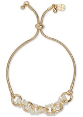 Lucky Brand Gold-Tone Imitation Pearl Twisted Slider Bracelet - Gold