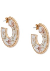 "Lucky Brand Gold-Tone Medium Pressed Flower Open Hoop Earrings, 1.35"" - Gold"