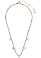"Lucky Brand Gold-Tone Mother-of-Pearl Butterfly Charm Beaded Statement Necklace, 15-3/4"" + 3"" extender - Gold"