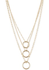 Lucky Brand Gold-Tone Open Circle Layered Pendant Necklace, 18" + 2" extender