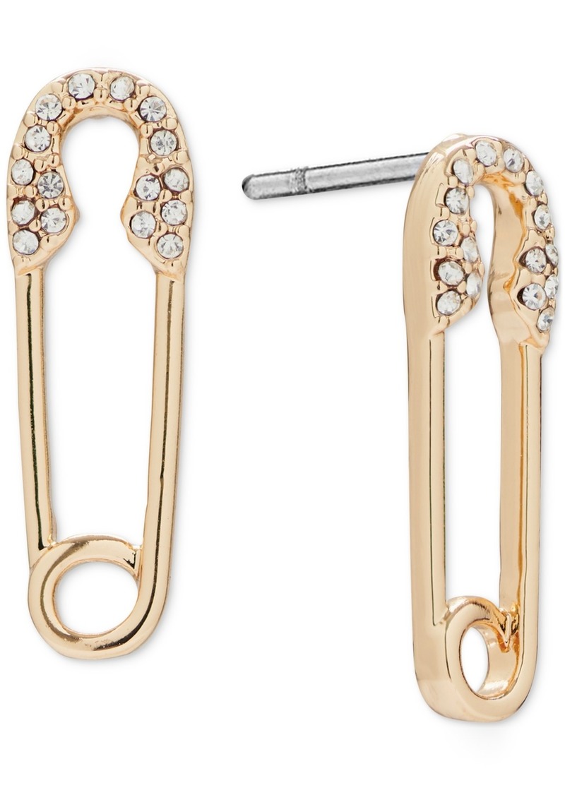 Lucky Brand Gold-Tone Pave Safety Pin Drop Earrings - Gold