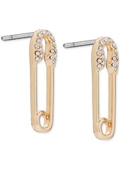 Lucky Brand Gold-Tone Pave Safety Pin Drop Earrings - Gold