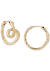Lucky Brand Gold-Tone Small Jet Pave Looped Snake Hoop Earrings - Gold