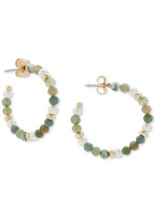 "Lucky Brand Gold-Tone Small Mixed Bead C-Hoop Earrings, 1"" - Gold"