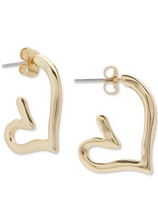 Lucky Brand Gold-Tone Small Open Heart Hoop Earrings - Gold