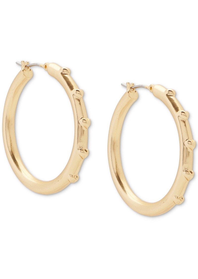 "Lucky Brand Granulated Heart Hoop Earrings, 1-1/4"" - Gold"