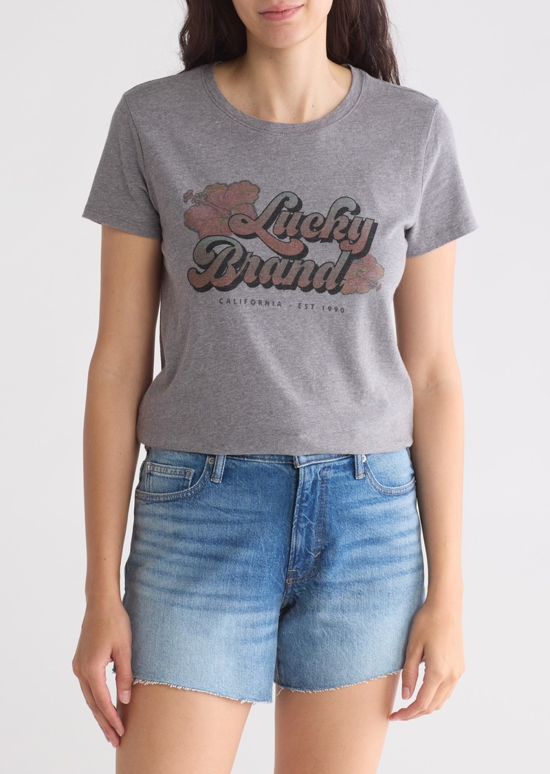 Lucky Brand Hibiscus Logo Graphic T-Shirt in Medium Heather at Nordstrom Rack