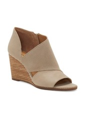 Lucky Brand Jedrek Perforated Open Toe Wedge Bootie in Chinchilla Leather at Nordstrom