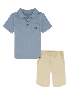 Lucky Brand Kids' Cotton Polo & Shorts Set in Blue/Beige at Nordstrom Rack