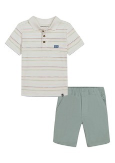 Lucky Brand Kids' Cotton Polo & Shorts Set in Beige/Green at Nordstrom Rack