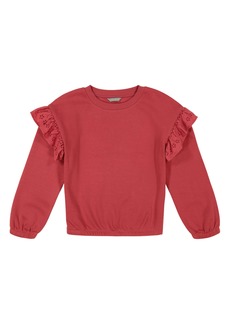 Lucky Brand Kids' Embroidered Eyelet Ruffle Sweater in Garnet Rose at Nordstrom Rack