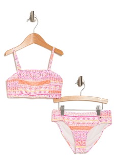 Lucky Brand Kids' Print Two-Piece Bikini in Bright Melon at Nordstrom Rack