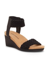 Lucky Brand Kierony Wedge Sandal in Black Leather at Nordstrom