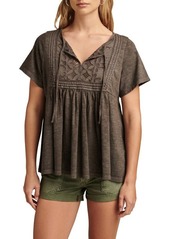 Lucky Brand Lace Inset Cotton Jersey Top