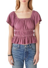 Lucky Brand Lace-Up Back Knit Peplum Top in Crushed Berry at Nordstrom Rack