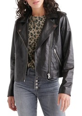 Lucky Brand Leather Moto Jacket in Lucky Black at Nordstrom