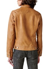 Lucky Brand Leather Trucker Jacket - Cognac