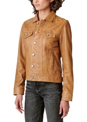 Lucky Brand Leather Trucker Jacket - Cognac