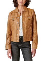 Lucky Brand Leather Trucker Jacket - Cognac