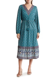Lucky Brand Long Sleeve Midi Dress in Teal Twin at Nordstrom Rack