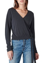Lucky Brand Long Sleeve Wrap Top in Jet Black at Nordstrom Rack