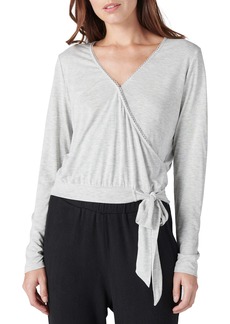 Lucky Brand Long Sleeve Wrap Top in Heather Grey at Nordstrom Rack