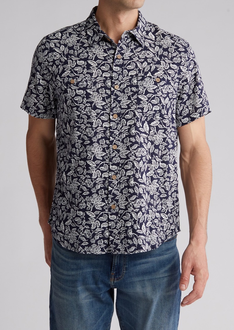 Lucky Brand Mason Floral Print Short Sleeve Button-Up Shirt in Navy Print at Nordstrom Rack