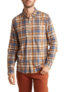 Lucky Brand Mason Plaid Workwear Button-Up Shirt in Blue Gold Multi at Nordstrom Rack