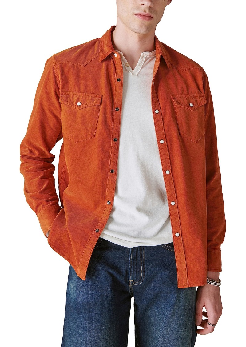 Lucky Brand Men's Corduroy Western Long Sleeve Shirt