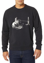 Lucky Brand Men's Graphic Sueded Crew Neck Sweatshirt  L