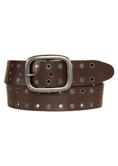 Lucky Brand Men's Grommet and Stud Leather Belt - Brown