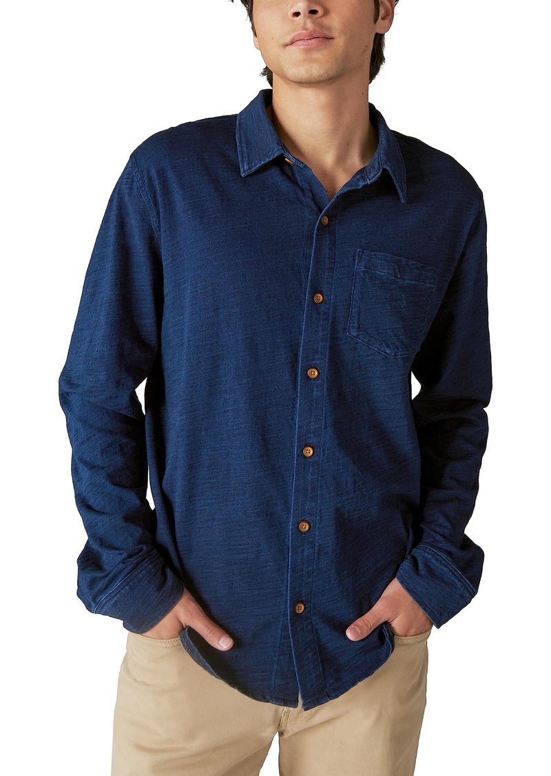 Lucky Brand Men's Knit Button Down Shirt 419 Indigo