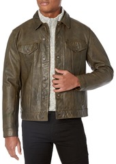 Lucky Brand mens Leather Trucker Jacket   US