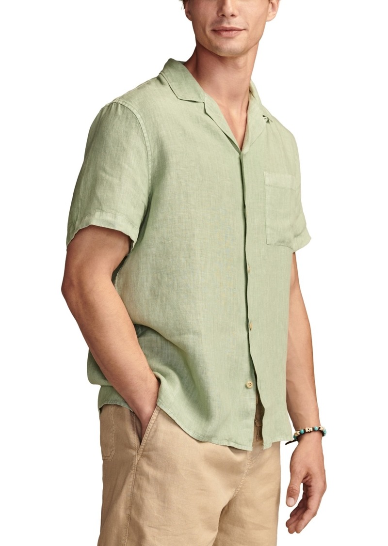 Lucky Brand Men's Linen Camp Collar Short Sleeve Shirt - Green Bay