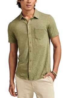 Lucky Brand Men's Linen Short Sleeve Button Down Shirt - Olivine