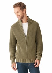 Lucky Brand Men's Long Sleeve Mock Neck Zip Front Washed Sweater