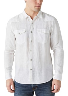 Lucky Brand Men's Long Sleeve Solid Linen Western Shirt
