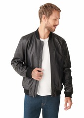 Lucky Brand Men's Long Sleeve Zip Front Leather Bomber Jacket  XXL
