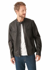 Lucky Brand Men's Long Sleeve Zip Front Waxed Leather Bonneville Jacket  S