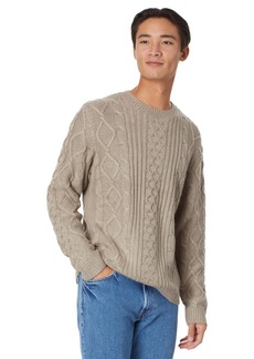 Lucky Brand Men's Mixed Stitch Tweed Crew Neck Sweater